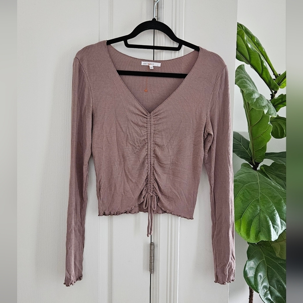 Antistar Ribbed Ruched Long Sleeve Top - Picture 2 of 4